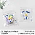 Cute cartoon duck 10x12cm clear zipper bag with 20 silk thickness for small toys - Mr. Duck