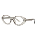 Modern cat-eye translucent gray sunglasses featuring a vintage oval frame design - C11 Clear Grey Frame Clear Lens