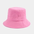 Casual pink cotton canvas bucket hat with stitched brim and metal ventilation eyelets - Rose Red