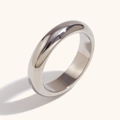 Anillo grueso minimalista de acero inoxidable pulido con acabado de espejo plateado - Color Acero / US 5