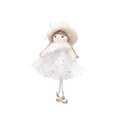 White Christmas angel doll ornament with sequin mesh skirt and metal bells hanging - White Bow Hat Gauze Skirt Angel / White