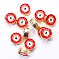 Perles turques Mauvais Œil rondes en émail rouge et or pour la création de bijoux - Rouge