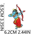 Detailed embroidery patch of blue mythological archer for Diwali festivals 8.5cm x 6.2cm - No.2/Blue Mythological Character