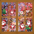 Cartoon Santa Claus and snowflake Christmas window stickers for festive glass decoration - 8 Pieces Combo Set
