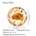 Assiettes en papier de 7 pouces Action de Grâce lot de 10 avec dinde citrouille et feuilles - Assiettes Petites Dinde