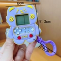 Mini purple cat handheld game console keychain with size dimensions of 6cm by 7.3cm - Purple Cat Animal Game Console
