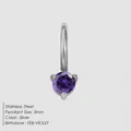 Stainless steel 3mm round purple zircon birthstone pendant for February jewelry accessory - February Deep Purple - Silver