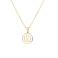 Gold plated hollow letter K necklace with white mother of pearl round pendant detail - Letter K