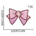 Detail of pink embroidered bow patch showing precise texture and size 6.6cm x 4.2cm - Bowknot Patch 6#