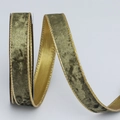 Olive green velvet ribbon with metallic gold wired edges for Christmas gift wrapping - 2.5cm*10 Yards / Grass Green