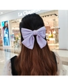 Light purple fabric bow hair claw clip for girls worn on the back of the head - 110 Large Bow Spring Clip [Light Purple]