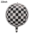 22 inch racing flag balloon with black and white checkered pattern for party decoration - Black and White Checkerboard 4D Balloon