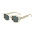 Occhiali da sole cat-eye retrò bianco crema con montatura geometrica spessa e lenti scure - Montatura Beige Lenti Grigie