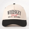 Casquette de baseball vintage crème et noire brodée WHISKEY, réglable au dos - Réglable / Crème/Noir