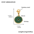 Detailed view of green enamel ferris wheel pendant with zircon and lobster clasp - D187-4 Gold Round Enamel Pendant (Green) 1PC