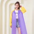 Impermeabile spesso unisex in EVA con elegante design a contrasto viola e giallo - Viola e Giallo Color Block