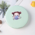 Mini miroir de poche rond vert clair avec un motif de fille de dessin animé mignon - Vert - Fille