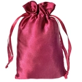 Elegant red satin drawstring storage bag with a smooth silky finish for jewelry - 7*9cm / Burgundy