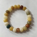 Handcrafted Bodhi root multi-color prayer beads bracelet with a smooth oil-glossy finish - Multicolor Tablet Single Loop Style