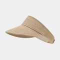 Khaki strooien zonneklep voor dames met brede rand en verstelbare band voor de zomer - Eén maat / Khaki