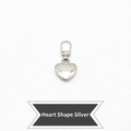 Polished silver heart-shaped zipper puller with detachable D-ring metal clasp - Heart Shape - Silver