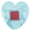 Dark red matte eyeshadow in a light blue heart-shaped PVC self-sealing pouch - Blue