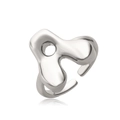 Minimalist silver irregular fluid open ring with smooth metallic finish on white background - Letter A