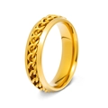 6mm gold stainless steel spinner ring with a stylish woven chain center for couples - Size 6 / Gold Plated Gold Chain