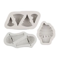 3-piece silicone mold set including pizza, ice cream cone, and cupcake shapes for baking - 3pcs Set - Greyish White