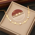 Ensemble collier chaîne serpent dorée et boucles d'oreilles étoiles en coffret cadeau - 6# Ensemble d'Étoiles