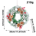 30cm Christmas wreath with pine cones, red berries and white flocked snow decoration - H1-1 Three White Berries Style