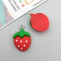 Cute resin strawberry charm for DIY jewelry with silver metal loop and red dotted finish - Red Resin Polka Dot Strawberry / 16*23mm