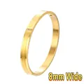 Minimalist 8mm wide gold plated stainless steel bracelet with three small cubic zirconia - Triple Rhinestone Inlaid (Gold) / 8mm Wide