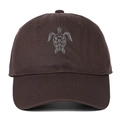 Detailed embroidery of a sea turtle on a dark coffee cotton twill baseball cap - Coffee