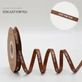 1cm dark brown grosgrain ribbon with Just For You print on vintage kraft spool - 1CM Grosgrain Ribbon [Coffee just] 40 Yards