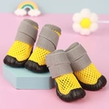 Breathable yellow mesh pet sports shoes with elastic gray straps and non-slip rubber soles - No. 1 / Lemon Yellow