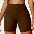 Short de yoga taille haute pour femmes avec effet push-up en couleur marron foncé - Brun Thé de Bouleau