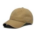 Classic khaki washed cotton baseball cap with embroidered eyelets and pre-curved brim - M (56-58cm) / Khaki