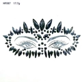 Blue acrylic face jewels HF087 crown design with teardrop stones for party makeup - HF087 Black