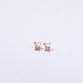 Purple square stud earrings in gold plated stainless steel with small round diamonds - Purple/June