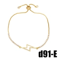 Bracelet éclair doré minimaliste avec pierres en zircon et fermoir réglable coulissant - Style Design Éclair (brd91-E)