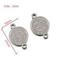 Silberner Benediktus-Anhänger mit zwei Löchern aus Edelstahl für DIY-Schmuckherstellung - 5 Stk./Packung / 14mm-Silber