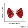 Christmas velvet red bow hair clip with gold reindeer antlers and white pom-pom - Reindeer Antler Bow Style