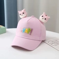 Pink toddler baseball cap with cute cartoon 3D ears and colorful HAPPY letters - 6M-3Y/Circumference 46-50cm / Pink Little Tiger
