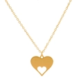 Minimalist golden necklace featuring a creative double hollow heart-shaped pendant - KC Gold Hollow Double Heart (X546)