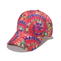 Colorful tie-dye spiral pattern cotton baseball cap with curved brim for sun protection - M (56-58cm) / Red Purple Yellow Green Tie-Dye Style (J)