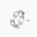 Silver chain style moon and star stainless steel open ring with 1.7CM adjustable size - Steel Color (074 Style) / 1.7cm (Adjustable)