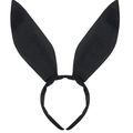 Black satin bunny ears headband accessory for cosplay and holiday party costumes - Black Headband
