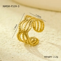 Macro shot of gold layered wavy beaded ring showing detailed dimensions and weight of 2.2g - Multi-layer Parallel Beaded Wave