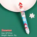 Multicolor Christmas snowman ballpoint pen with 10 colors and light blue body design - Snowman